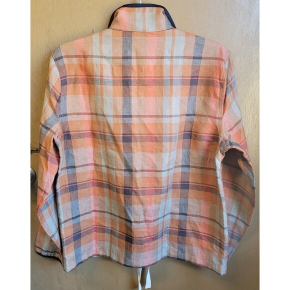 Bonobos Jacket Mens Medium Rust Plaid Linen‎ Anorak Pullover Lightweight NWOT - Picture 2 of 12